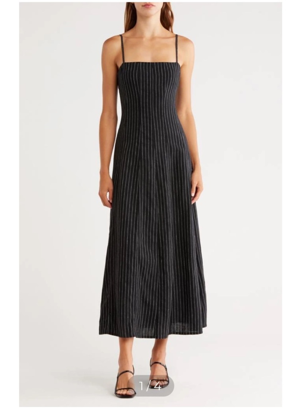 rag & bone Bianca Striped Black Linen-Blend Maxi Dress